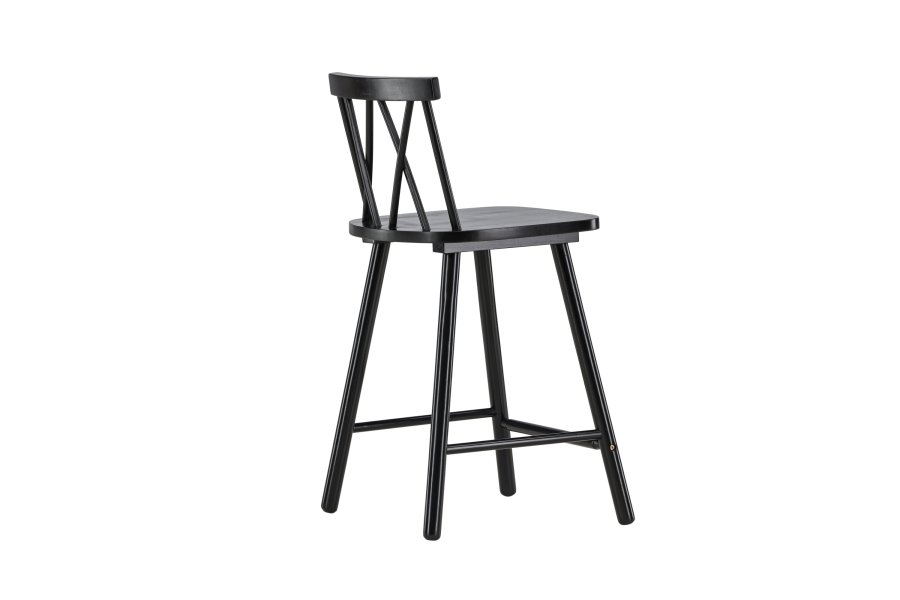 VIND KOLLEKTION Mollöström barstol, m. rygln og fodsttte - sort gummitr