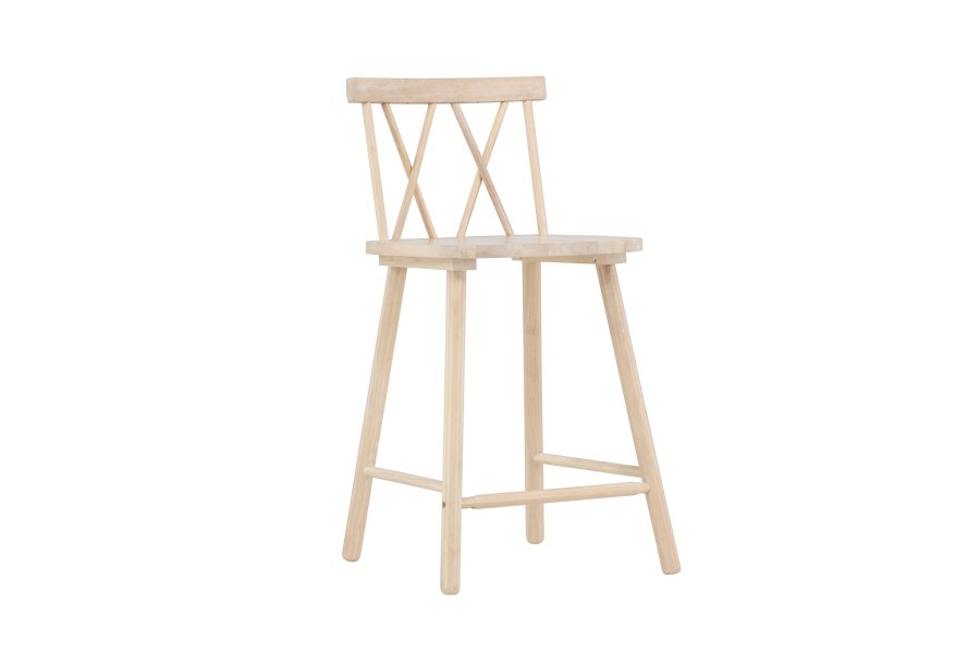 VIND KOLLEKTION Mollöström barstol, m. rygln og fodsttte - hvidvasket gummitr