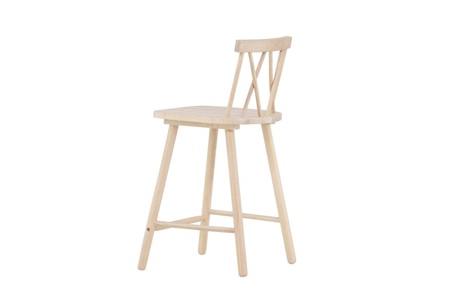 VIND KOLLEKTION Mollöström barstol, m. rygln og fodsttte - hvidvasket gummitr