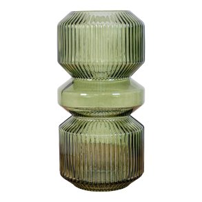 HOUSE NORDIC vase, rund - grn glas (H:24,5)