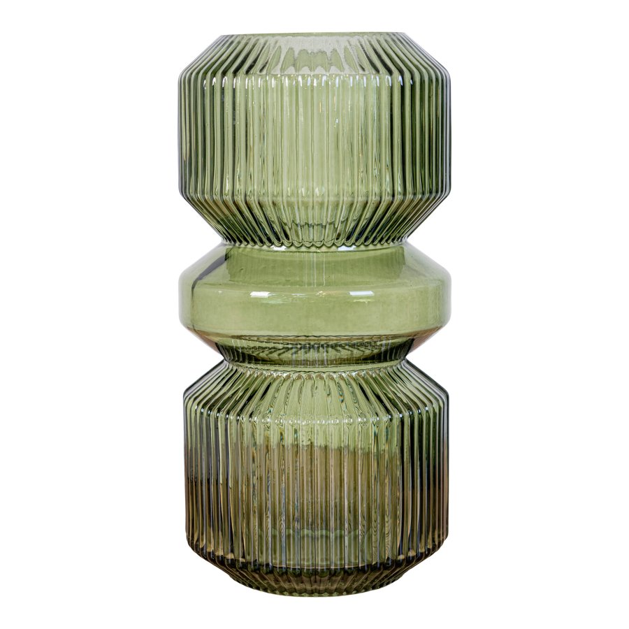 HOUSE NORDIC vase, rund - grn glas (H:24,5)