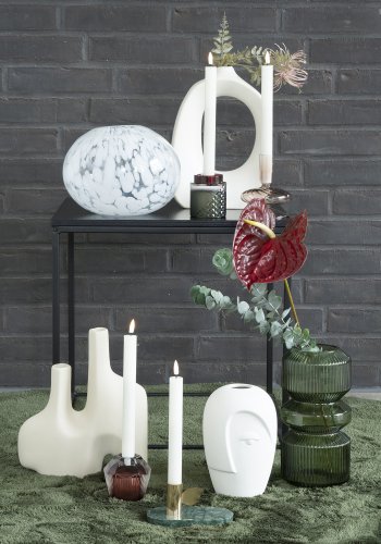 HOUSE NORDIC vase, rund - grn glas (H:24,5)