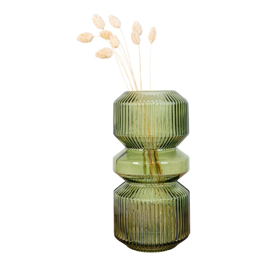 HOUSE NORDIC vase, rund - grn glas (H:24,5)
