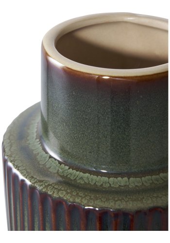 HOUSE NORDIC vase - grn/brun keramik (16x30)