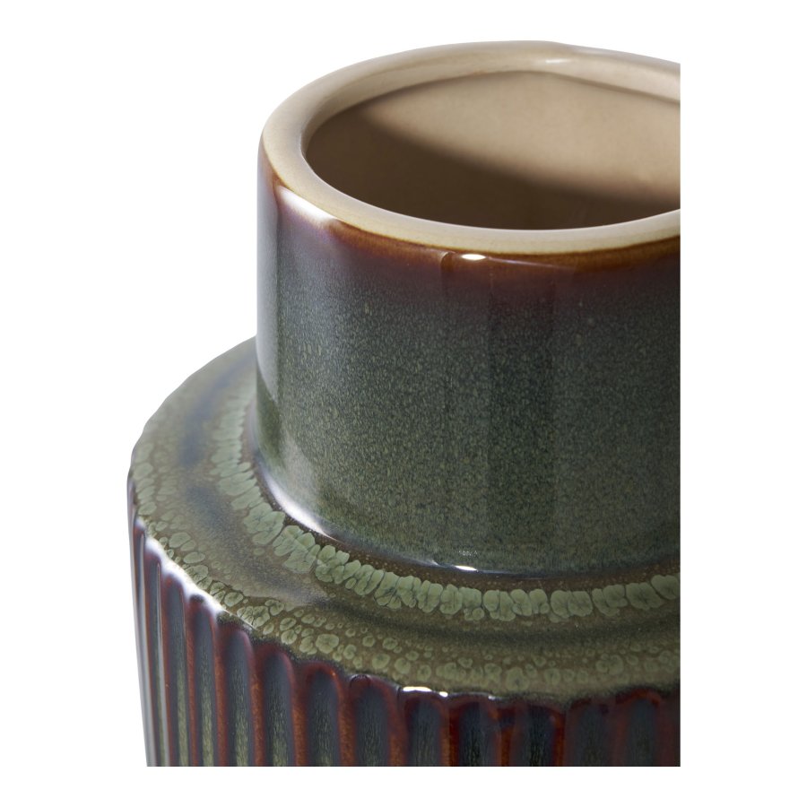 HOUSE NORDIC vase - grn/brun keramik (16x30)