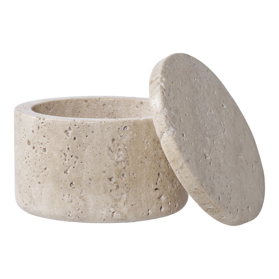 HOUSE NORDIC dekorations krukke, m. lg - natur travertin (10x6,5)