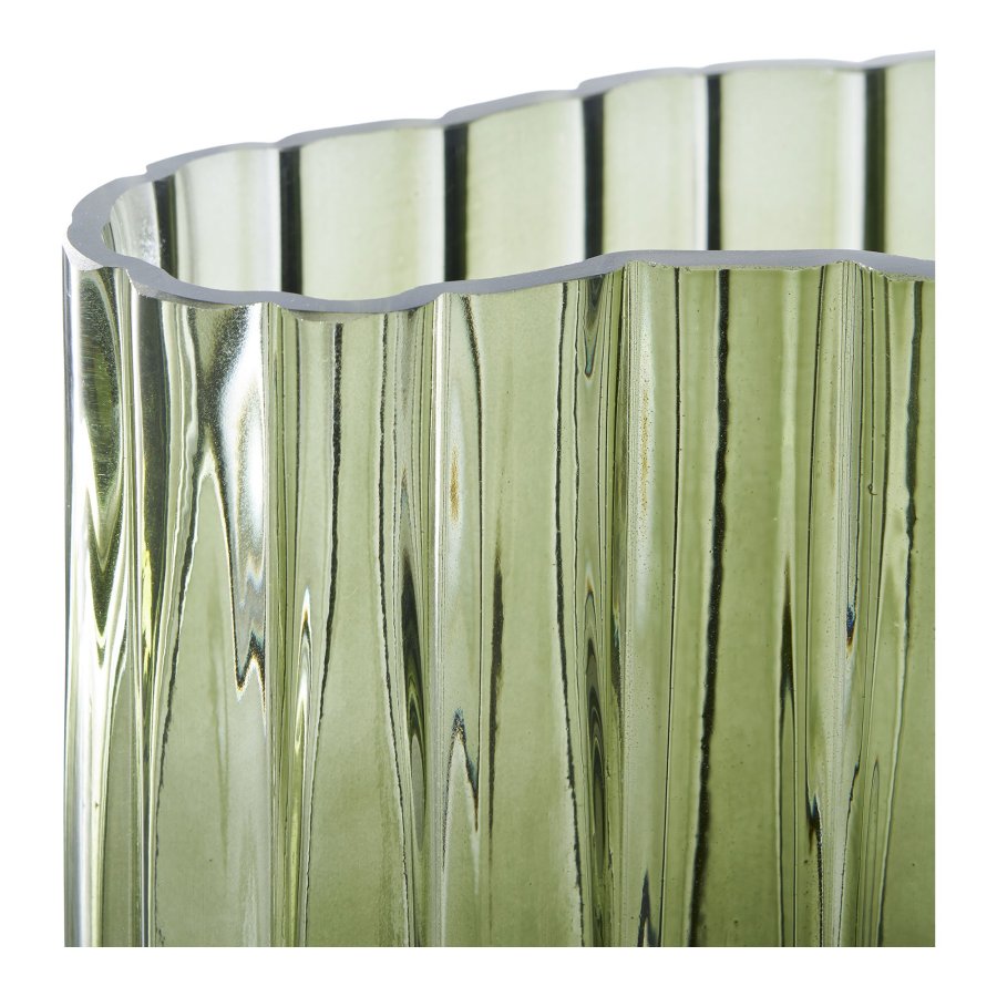 HOUSE NORDIC vase, organisk - smoked grn glas (21x12x26,5)