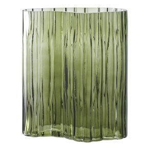 HOUSE NORDIC vase, organisk - smoked grn glas (21x12x26,5)