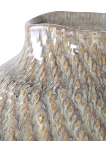 HOUSE NORDIC vase, rund - hvid/grn keramik (26x30,5)