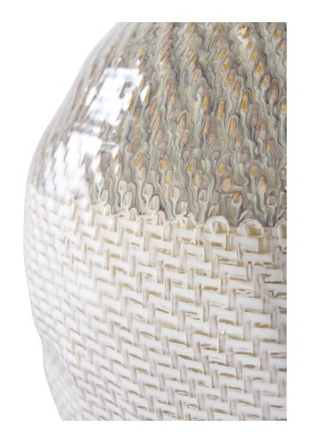 HOUSE NORDIC vase, rund - hvid/grn keramik (26x30,5)