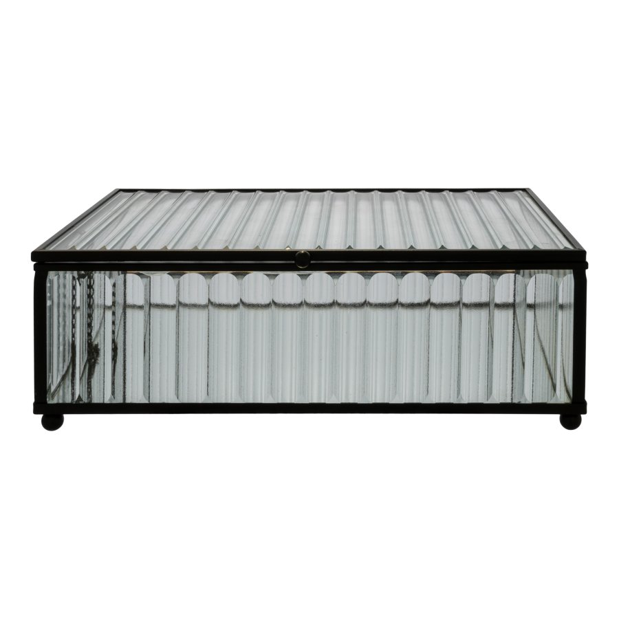 HOUSE NORDIC Santorini Boks - Boks i glas og sort metal 13x20x7 cm