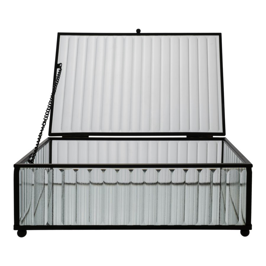 HOUSE NORDIC Santorini Boks - Boks i glas og sort metal 13x20x7 cm