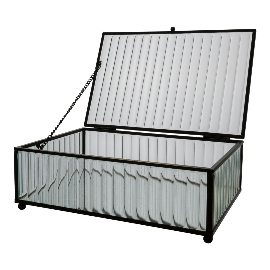 HOUSE NORDIC Santorini Boks - Boks i glas og sort metal 13x20x7 cm