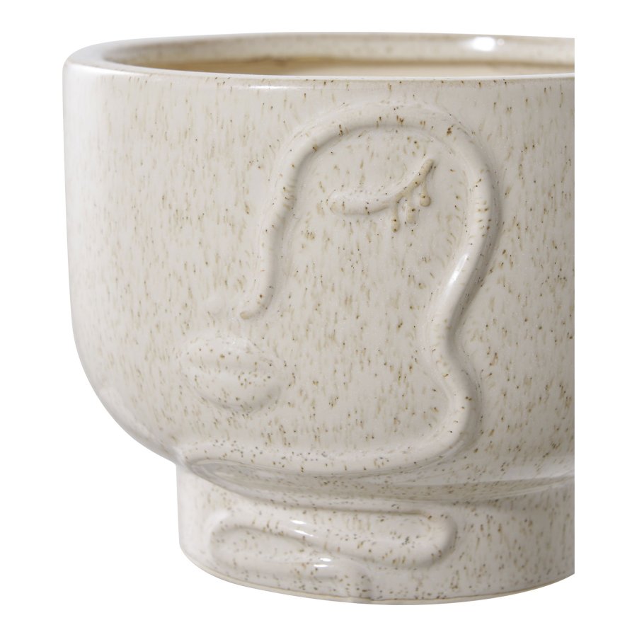 HOUSE NORDIC urtepotte, rund - beige keramik (15x12)