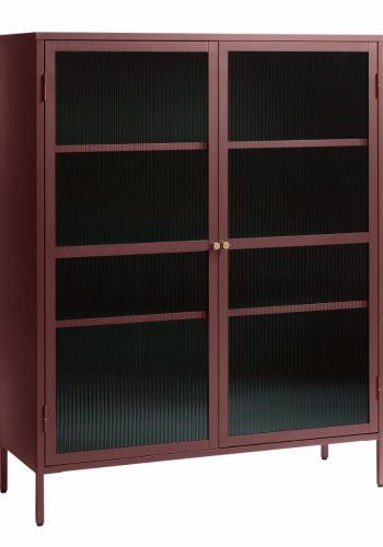 Bronco glasskab, m. 2 lger og hylder - riflet glas og vinrd metal (H:140)