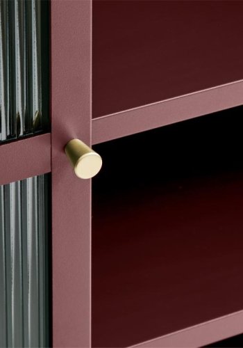 Bronco glasskab, m. 2 lger og hylder - riflet glas og vinrd metal (H:140)