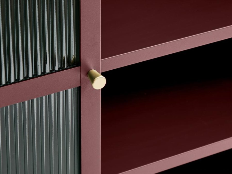 Bronco glasskab, m. 2 lger og hylder - riflet glas og vinrd metal (H:140)