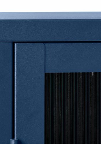 Bronco glasskab, m. 2 lger og hylder - riflet glas og stlbl metal (H:140)