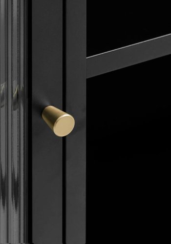 Bronco glasskab, m. 2 lger og hylder - riflet glas og sort metal (H:140)