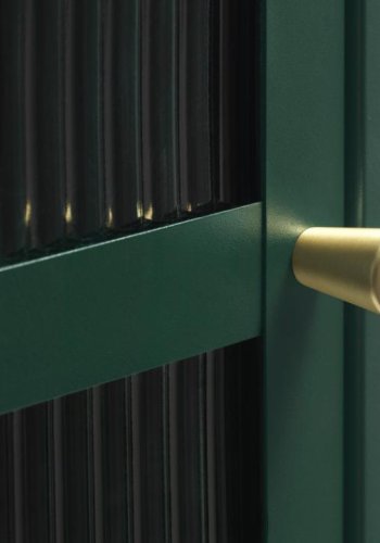 Bronco glasskab, venstre, m. 1 lge og 3 hylder - riflet glas og grangrn metal (H:160)