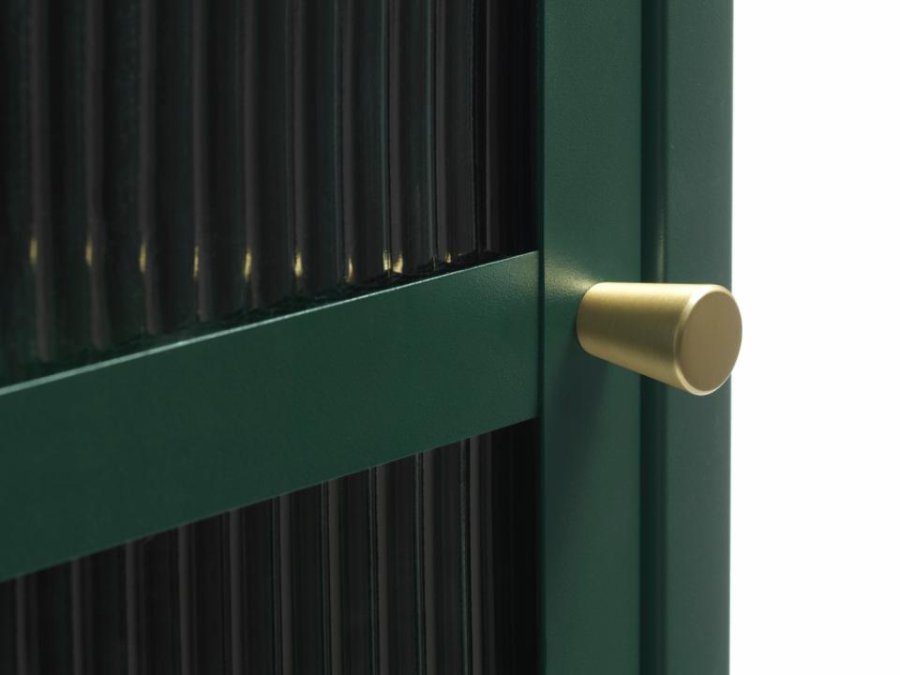 Bronco glasskab, venstre, m. 1 lge og 3 hylder - riflet glas og grangrn metal (H:160)