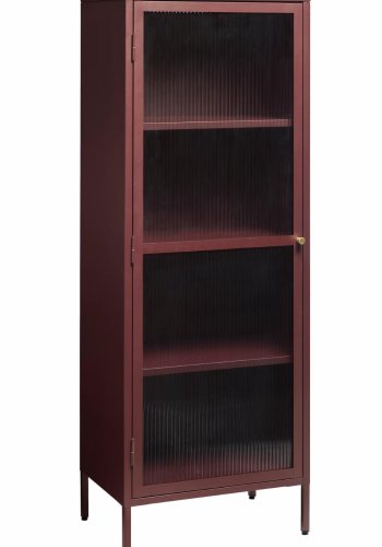 Bronco glasskab, venstre, m. 1 lge og 3 hylder - riflet glas og vinrd metal (H:160)