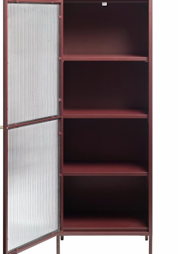 Bronco glasskab, venstre, m. 1 lge og 3 hylder - riflet glas og vinrd metal (H:160)