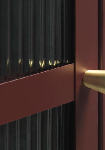 Bronco glasskab, venstre, m. 1 lge og 3 hylder - riflet glas og vinrd metal (H:160)