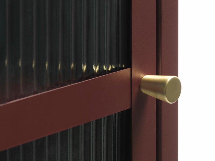 Bronco glasskab, venstre, m. 1 lge og 3 hylder - riflet glas og vinrd metal (H:160)