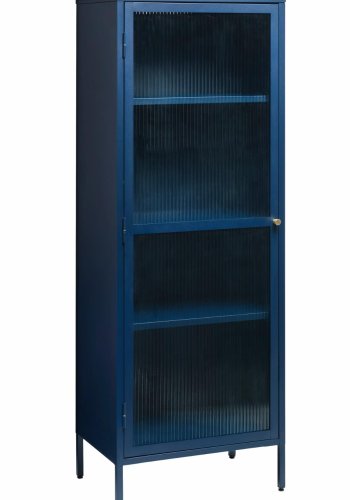 Bronco glasskab, venstre, m. 1 lge og 3 hylder - riflet glas og stlbl metal (H:160)