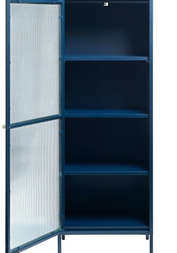 Bronco glasskab, venstre, m. 1 lge og 3 hylder - riflet glas og stlbl metal (H:160)