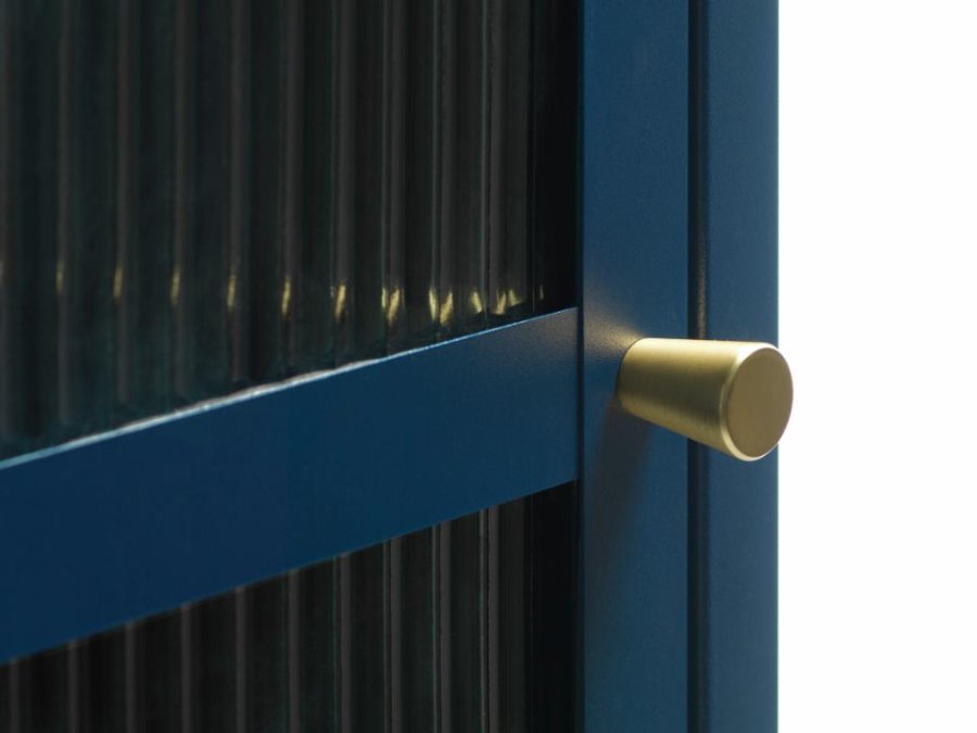 Bronco glasskab, venstre, m. 1 lge og 3 hylder - riflet glas og stlbl metal (H:160)