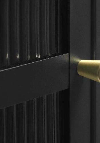 Bronco glasskab, venstre, m. 1 lge og 3 hylder - riflet glas og sort metal (H:160)