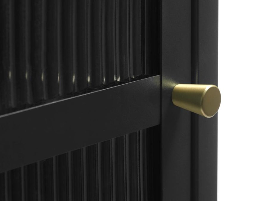 Bronco glasskab, venstre, m. 1 lge og 3 hylder - riflet glas og sort metal (H:160)