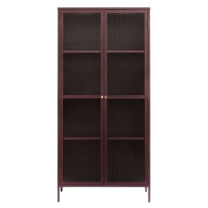 Bronco glasskab, m. 2 lger og hylder - riflet glas og vinrd metal (H:190)