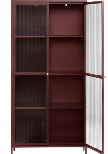 Bronco glasskab, m. 2 lger og hylder - riflet glas og vinrd metal (H:190)