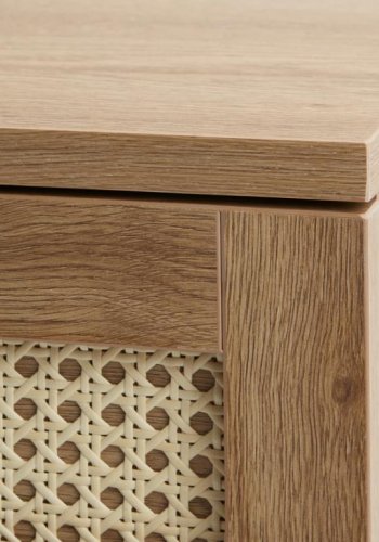 Pensacola kommode, m. 3 skuffer - natur eg melamin og polyrattan