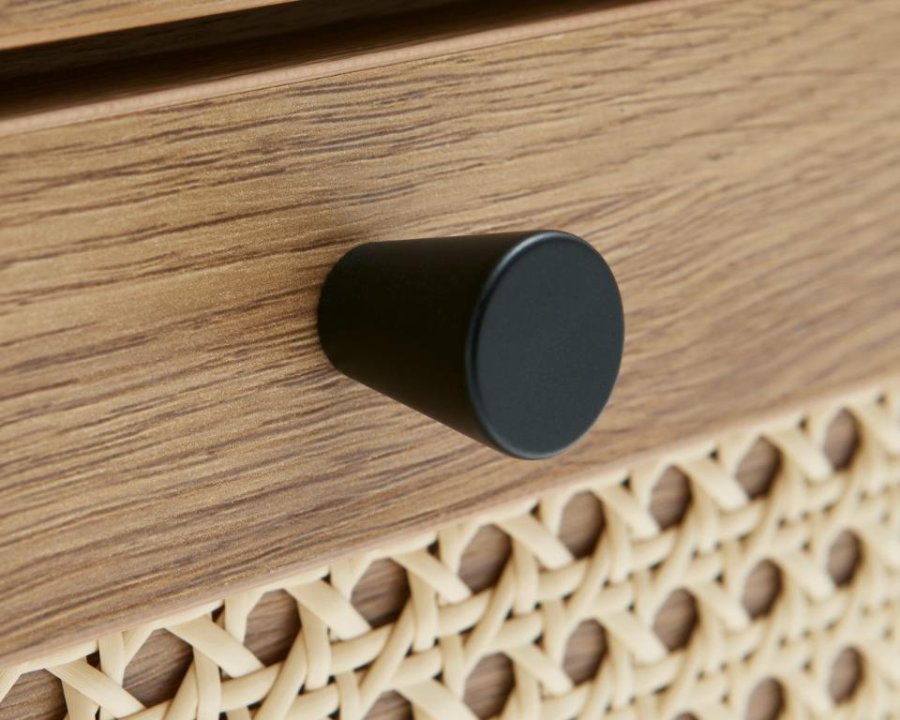 Pensacola kommode, m. 3 skuffer - natur eg melamin og polyrattan