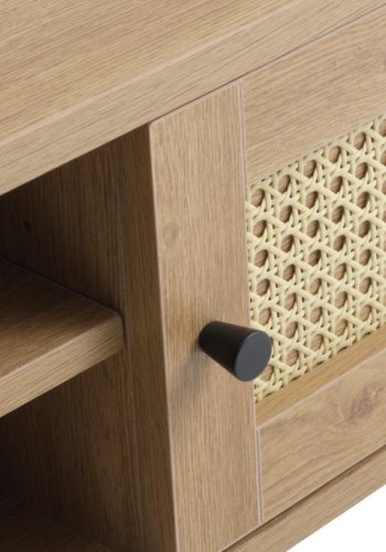 Pensacola TV-bord, m. 2 lger og 1 hylde - natur eg melamin og polyrattan (120x40)