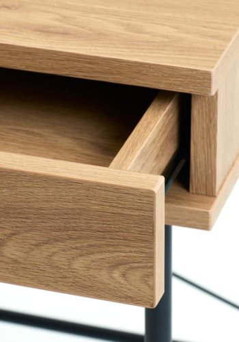 Pensacola skrivebord, m. 1 skuffe og 1 rum - natur eg melamin og polyrattan (60x120)