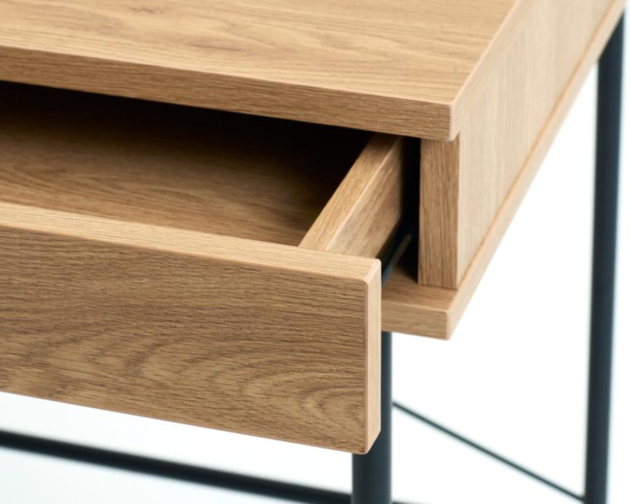 Pensacola skrivebord, m. 1 skuffe og 1 rum - natur eg melamin og polyrattan (60x120)