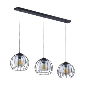 TK Universo loftlampe, m. 3 skrme - grafit glas og sort metal