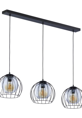 TK Universo loftlampe, m. 3 skrme - grafit glas og sort metal