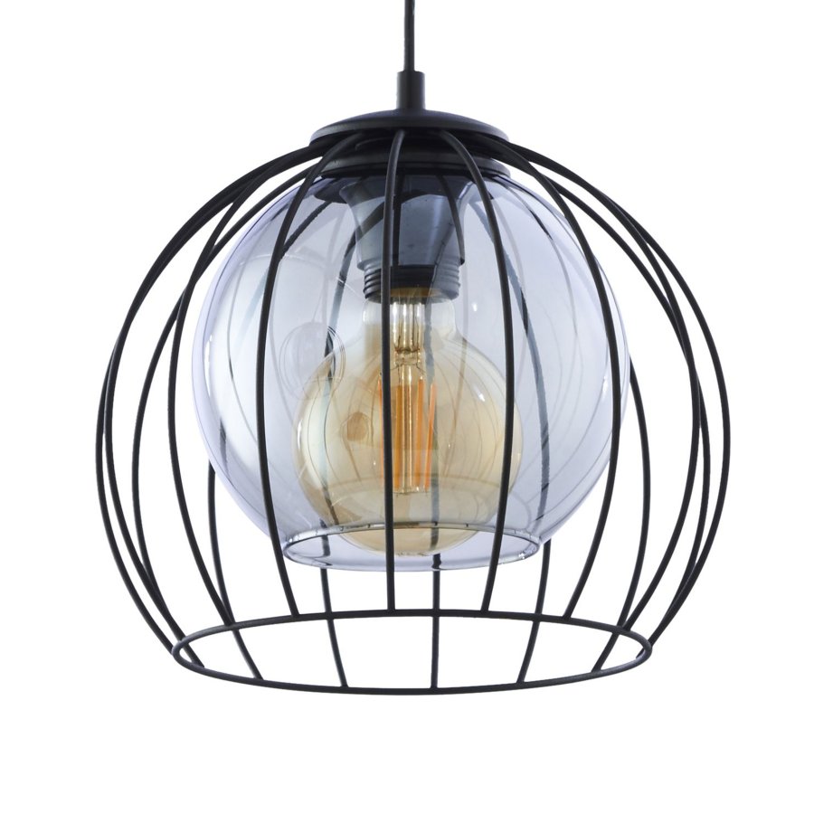 TK Universo loftlampe, m. 3 skrme - grafit glas og sort metal