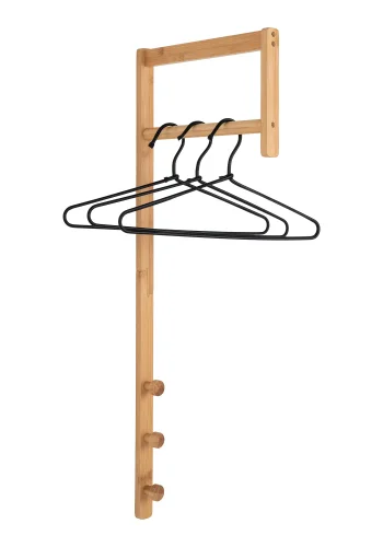 HOUSE NORDIC Trento vghngt tjstativ, m. 3 knager og 1 bjlestang - natur bambus