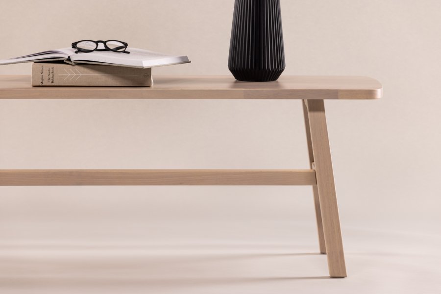 VIND COLLECTION Hälsö bnk, rektangulr - hvidpudset gummitr (140x35)