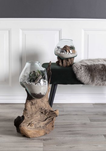 HOUSE NORDIC San Marino Vanddrbe skulptur - glas/natur teaktr/stl (H:50cm)