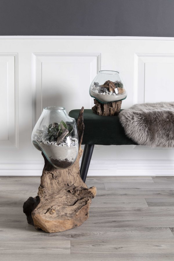 HOUSE NORDIC San Marino Vanddrbe skulptur - glas/natur teaktr/stl (H:50cm)