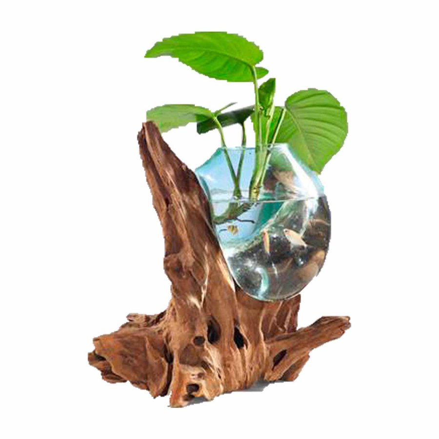 HOUSE NORDIC San Marino Vanddrbe skulptur - glas/natur teaktr/stl (H:50cm)