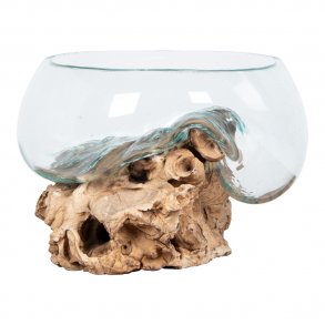 HOUSE NORDIC San Marino Vanddrbe skulptur - glas og natur teaktr (H:20)